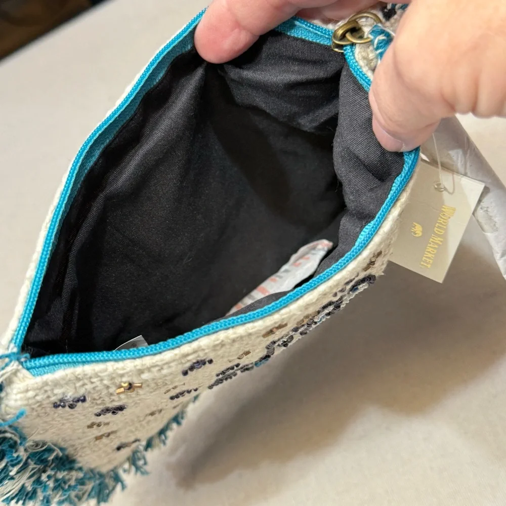 World Market Beaded Clutch with Teal Accents - NWT